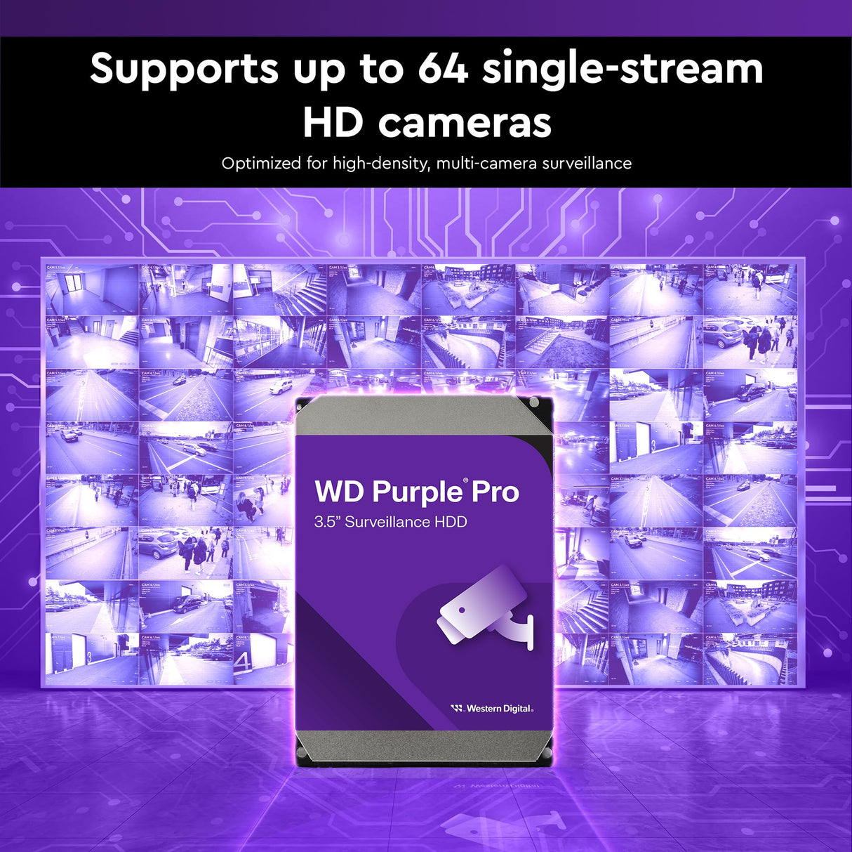 WD Purple Pro 26TB Smart Video Disco Duro Interno de 3,5" - 7200 RPM, AllFrame Technology, 550 TB/año, 512 MB Caché