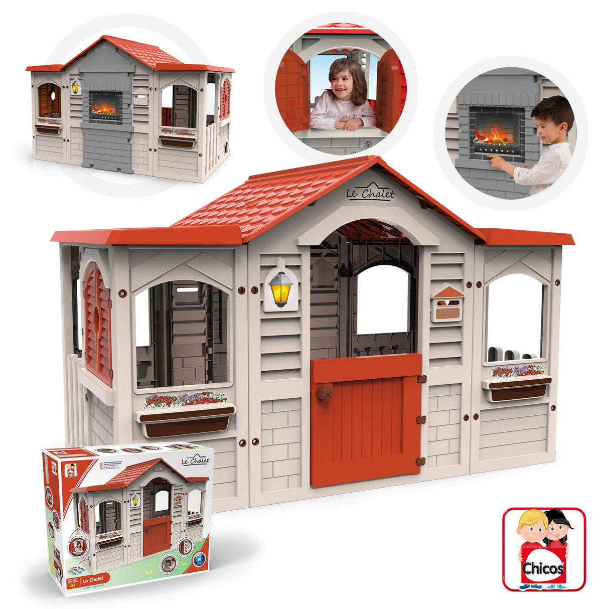 Chicos - Le Chalet Gran Casita Infantil de Exterior e Interior | Casa Resistente y Duradera | Medidas: 159cm x 103cm x 104cm | Recomendada para niños y niñas de 2 años (89650)