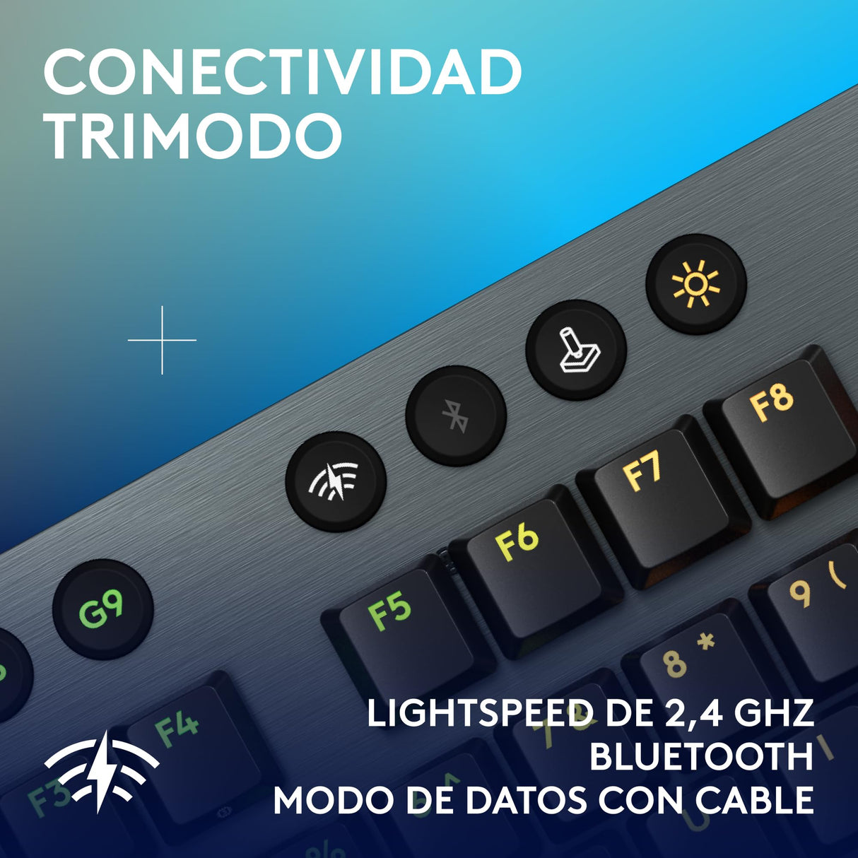 Logitech G G915 X LIGHTSPEED Teclado para gaming inalámbrico de perfil bajo, teclas de PBT de doble moldeado, elegante acabado en aluminio, interruptores táctiles marrones GL, PC/Mac,QWERTY ESP,Negro