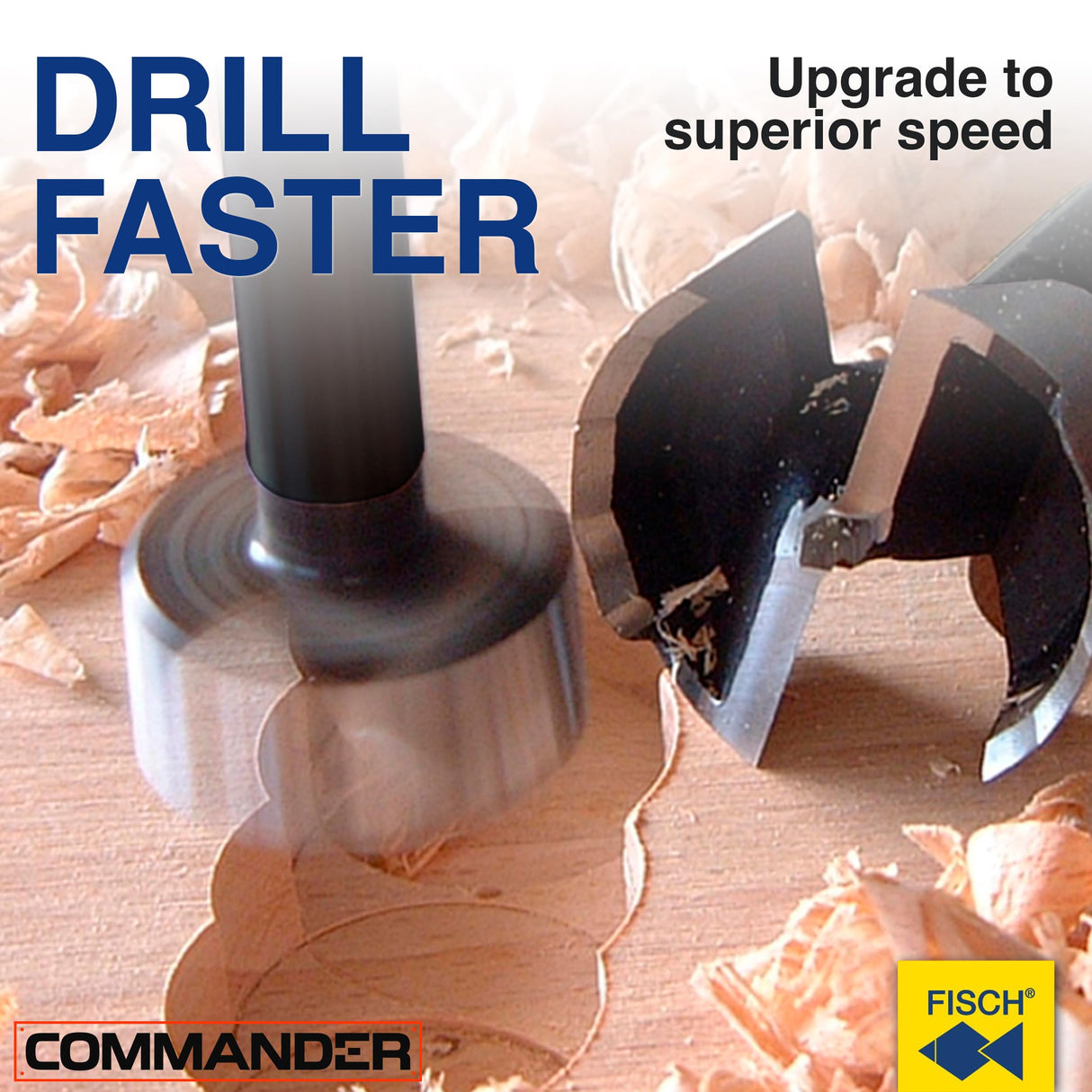 Fisch FSA-375005 - Juego de 16 brocas Forstner de tiburón negro, caja de madera personalizada, incluye brocas de 15 mm hasta 35 mm y acero forjado de 1/4 pulgadas hasta 2 pulgadas de diámetro,