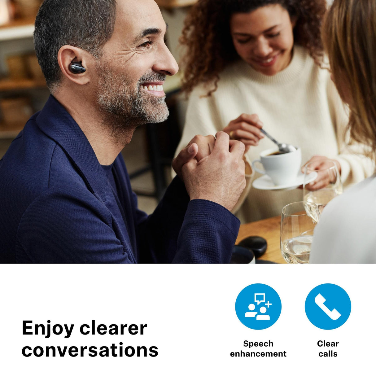 Sennheiser Conversation Clear Plus: solución auditiva con Bluetooth True Wireless para Mejorar el Habla con cancelación de Ruido Activa (Negro)