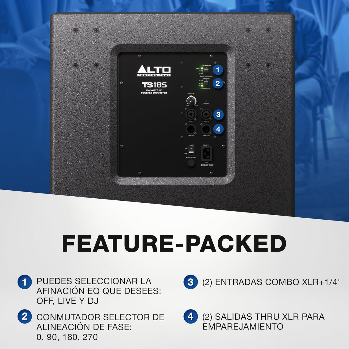 ALTO TS18S Subwoofer 2500W 18 Pulgadas Altavoz Autoamplificado, 6 Modos DSP, Fácil Configuración, 137dB, Bobina de Voz 3 Pulgadas, Graves de Superior Calidad