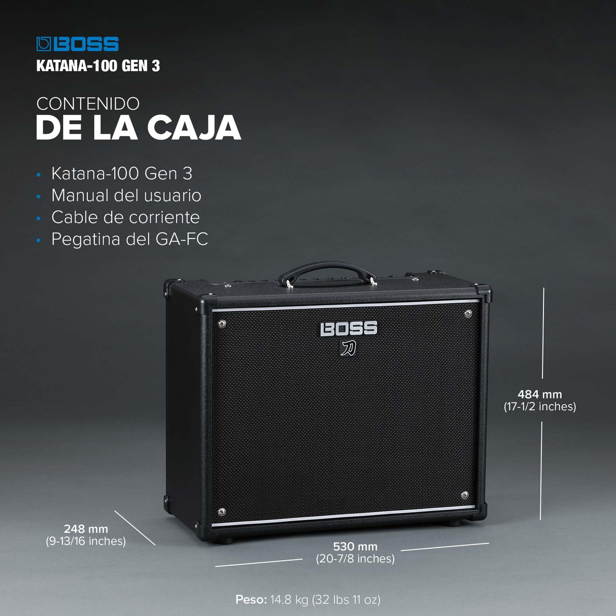 Amplificador de Guitarra BOSS Katana-100 Gen 3 | Potente Amplificador Combo de 100 vatios | Altavoz a Medida de 12” | Sonidos Tube Logic evolucionados | 12 perfiles de Amplificador