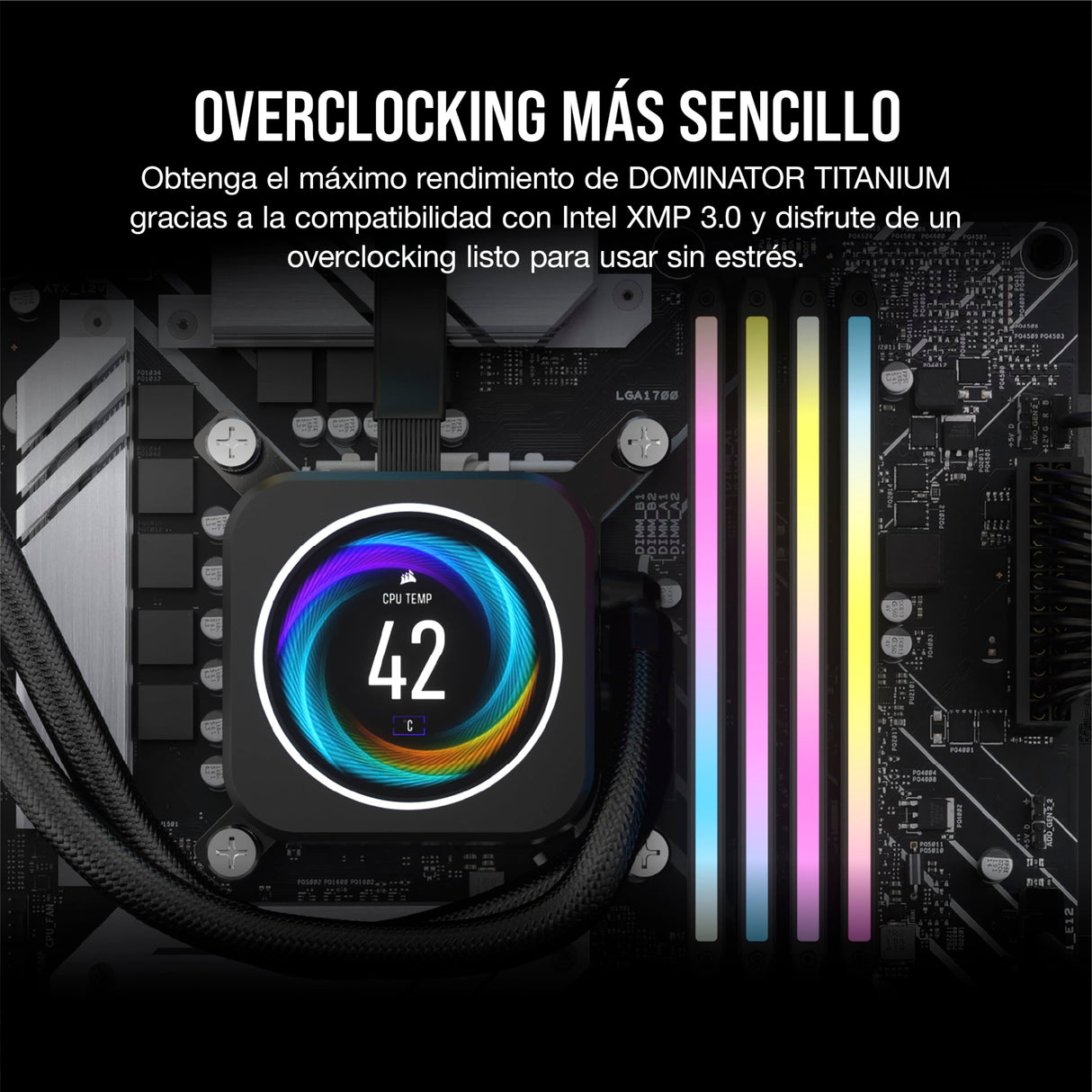 Memoria RAM CORSAIR Dominator Titanium RGB DDR5 96GB (4x24GB) 6400MHz CL32 Compatible con Intel XMP iCUE - Negro (CMP96GX5M4B6400C32)