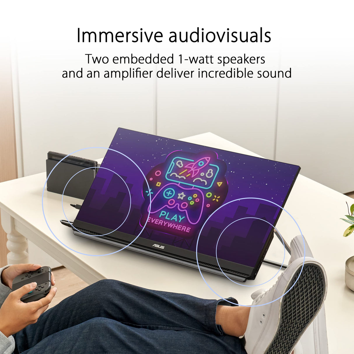 ASUS ZenScreen MB249C - Monitor portátil de 23,8" FHD (1920 x 1080), sin marco, IPS, antirreflejos, USB-C, altavoces, peana, abrazadera en C, gancho para separadores, sostenibilidad ecológica