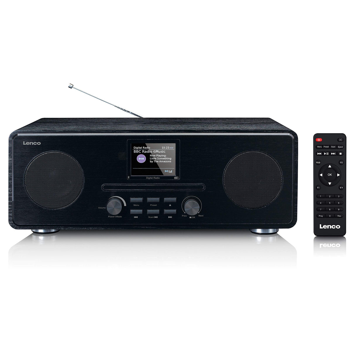 Lenco 810076 dar-061 Dab+ CD Radio - Bluetooth 5.0 - Receptor Dab+ y FM PLL - Pantalla LCD - 2 Horas de activación - 2 x 10 w rms - Ecualizador - Entrada Auxiliar - 3,5 mm - Negro