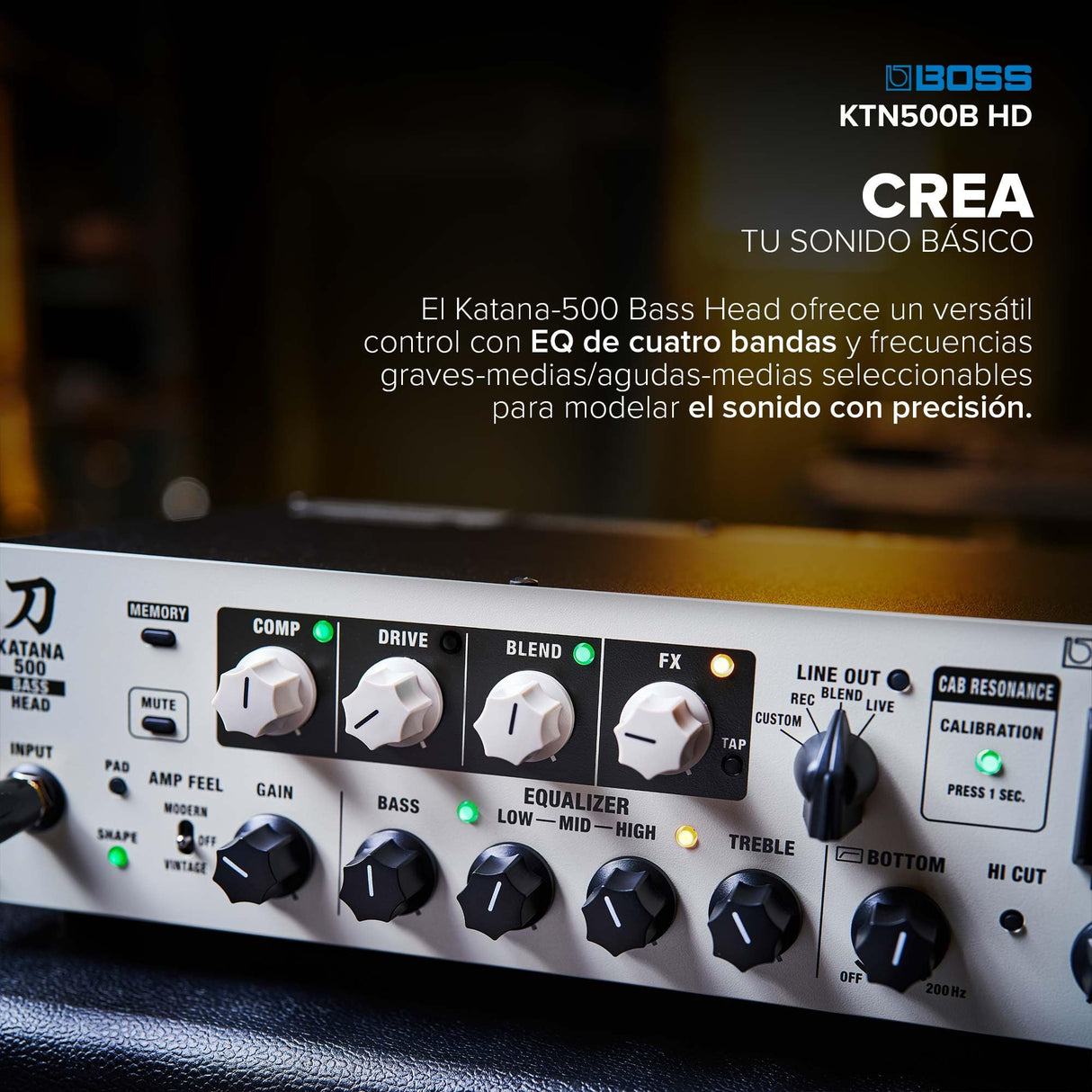BOSS Katana-500 Bass Head | Cabezal de Amplificador de bajo Compacto de 500 vatios con Herramientas de Sonido Profesionales | Innovadora calibración de Pantalla