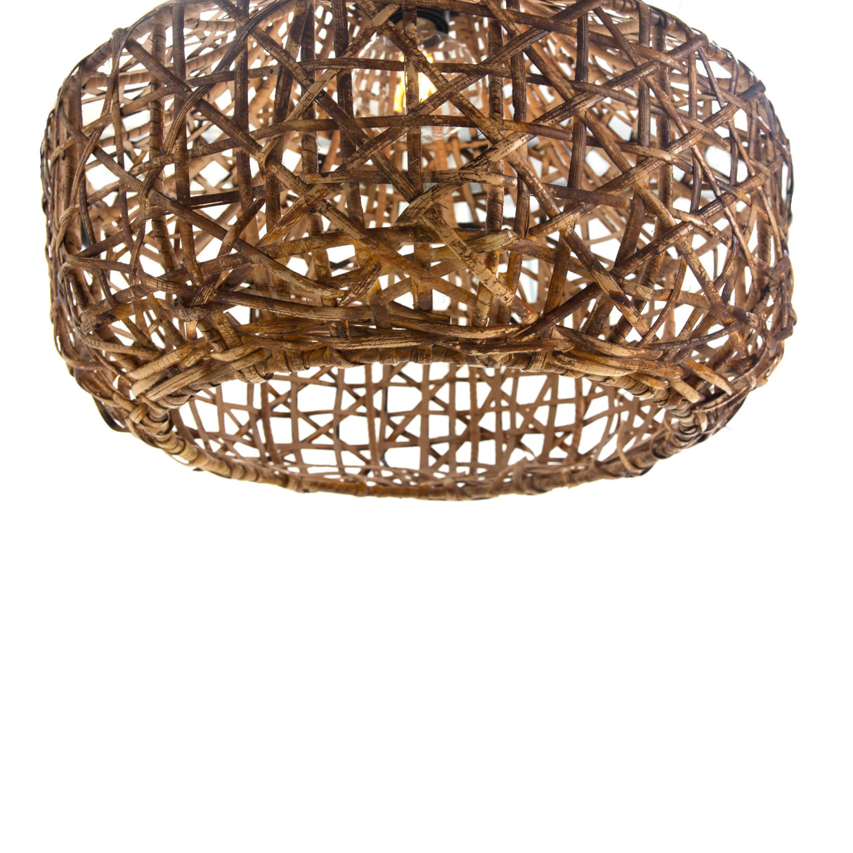 LAMPARA DE TECHO 42X42X47 RATAN NATURAL/METAL NEGRO