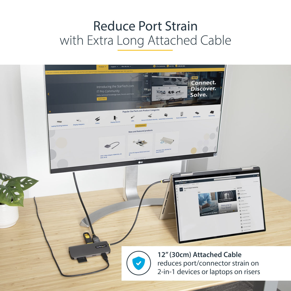 StarTech.com Adaptador Multipuertos USB C de Vídeo 4K a 60Hz, con Hub de 3 Puertos USB-A de 5Gbps, Entrega de Alimentación USB de 100W, Red Ethernet, SD/microSD, Cable de 30cm (115B-USBC-MULTIPORT)