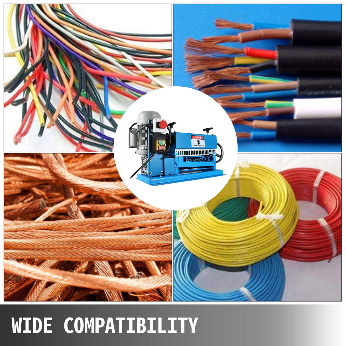 VEVOR Máquina Automática de Pelado de Cables 370W, Pelacables Eléctrico de 220V, Máquina Peladora de Cables con 11 Canales y 10 Cuchillas, Pelacables Eléctricos de Metal 15m/min 1,5-38mm
