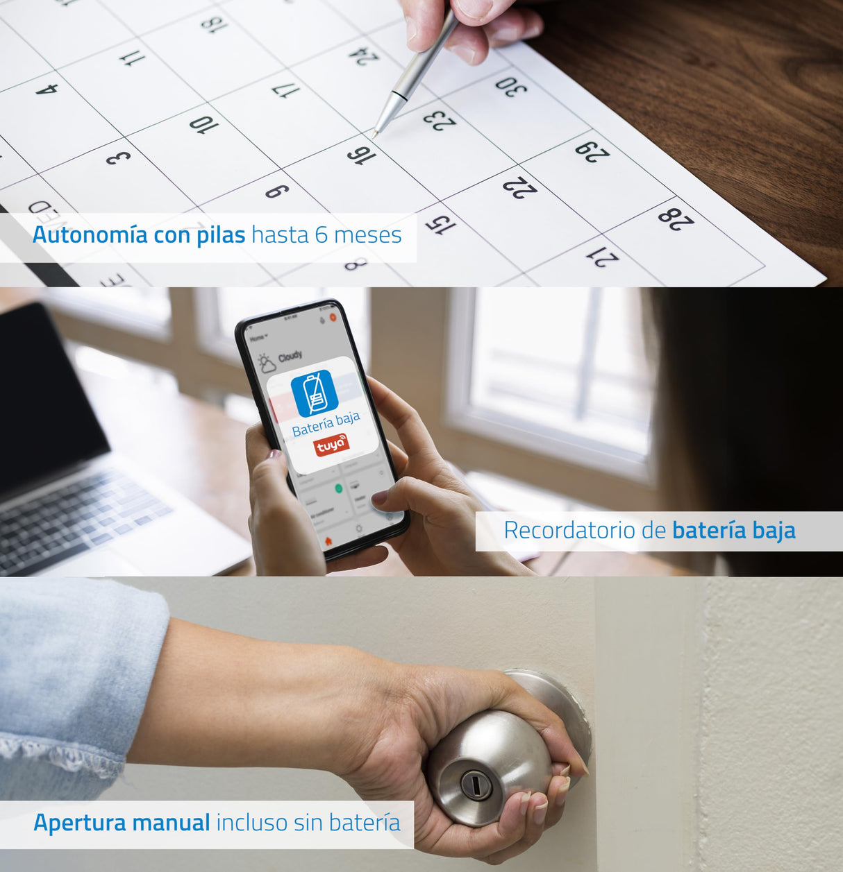 Nivian Cerradura Inteligente WiFi, Apertura Remota sin Llave, Creación de Llaves Virtuales Temporales, Función Autocierre, Instalación Fácil (PACK COMPLETO)