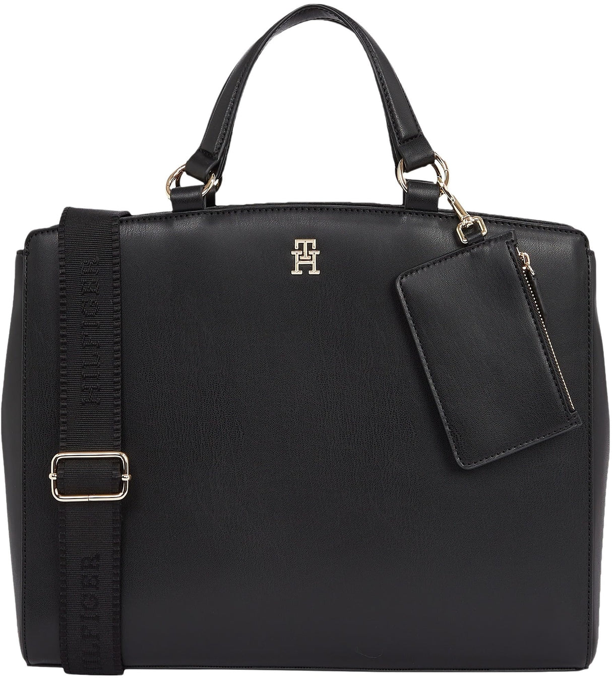 Tommy Hilfiger Bolso Satchel Mujer con Monedero, Negro (Black), Talla única