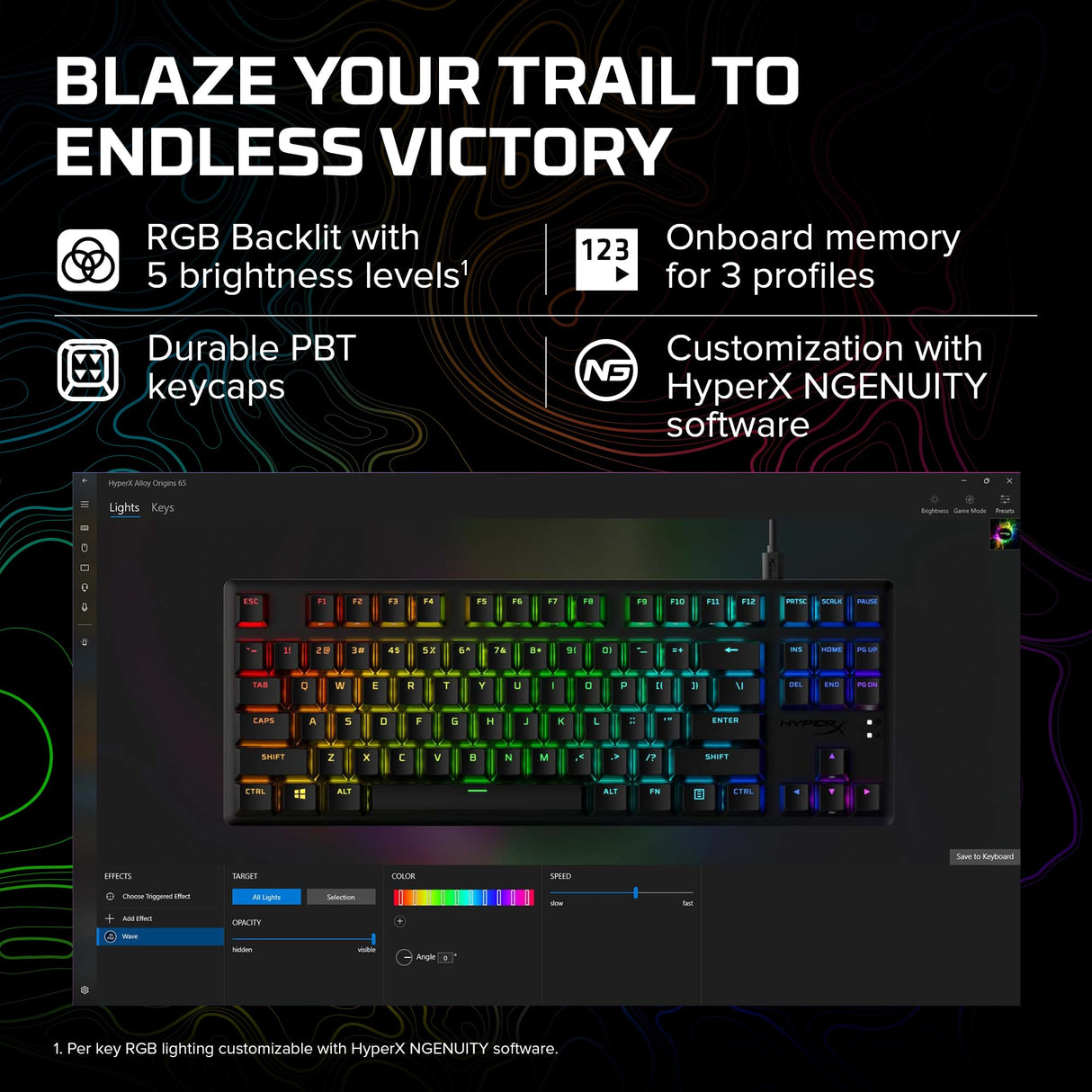 HyperX Alloy Origins Core PBT - Teclado mecánico para Juegos TKL, Teclas PBT, iluminación RGB, Compacto, Cuerpo de Aluminio, Personalizable NGENUITY, Memoria integrada, Interruptor Rojo