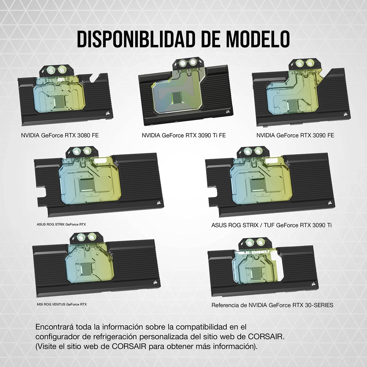 Corsair Hydro X Series XG7 RGB 3090 Ti Founders Edition Bloque de Refrigeración Líquida para GPU - para NVIDIA GeForce RTX 3090 Ti FE (Diseño con Placa Refrigerante de Cobre Niquelada) Negro