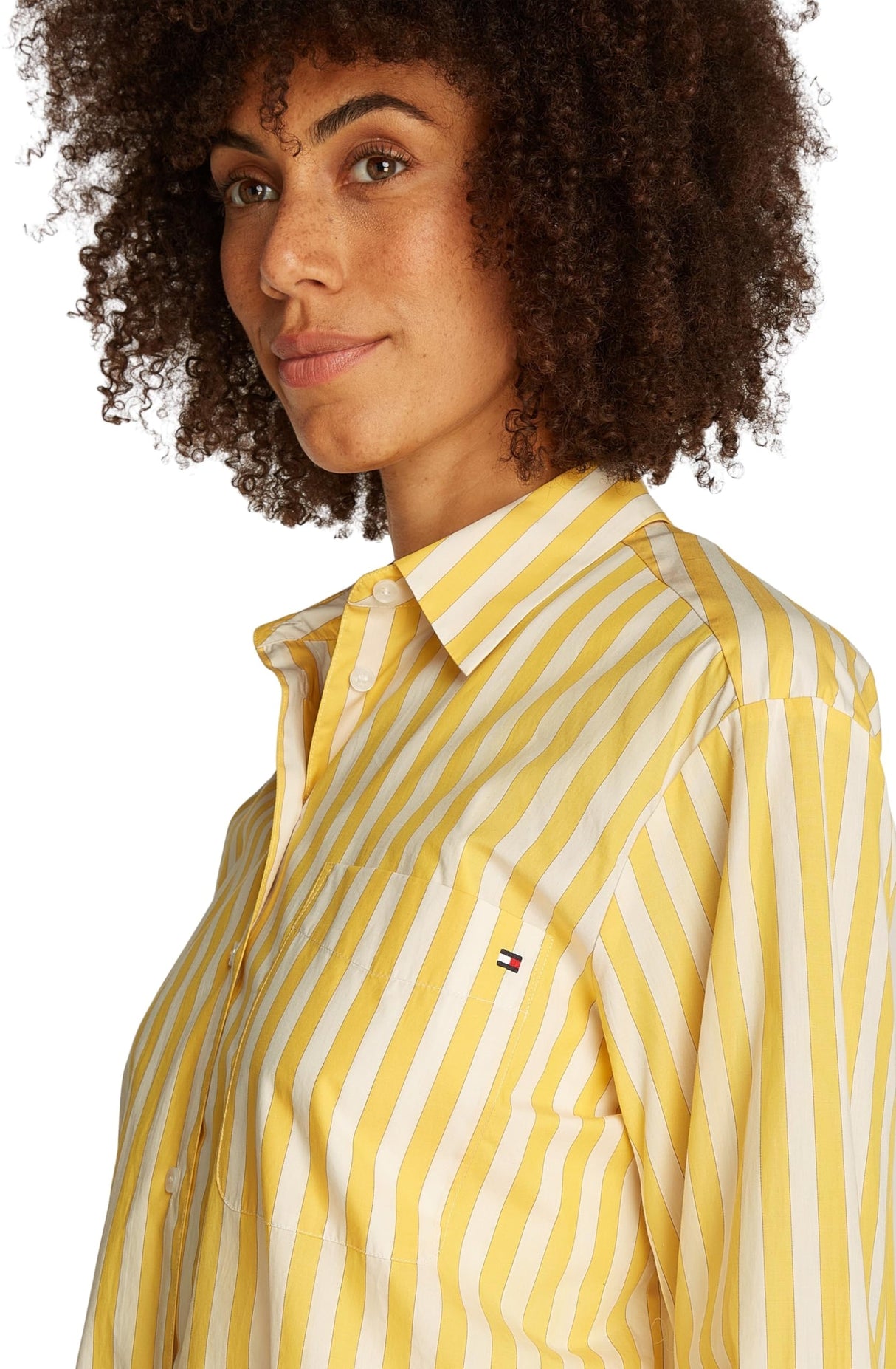 Tommy Hilfiger Camisa Mujer Poplin Easy Fit Oversized, Multicolor (STP Citronella), 38
