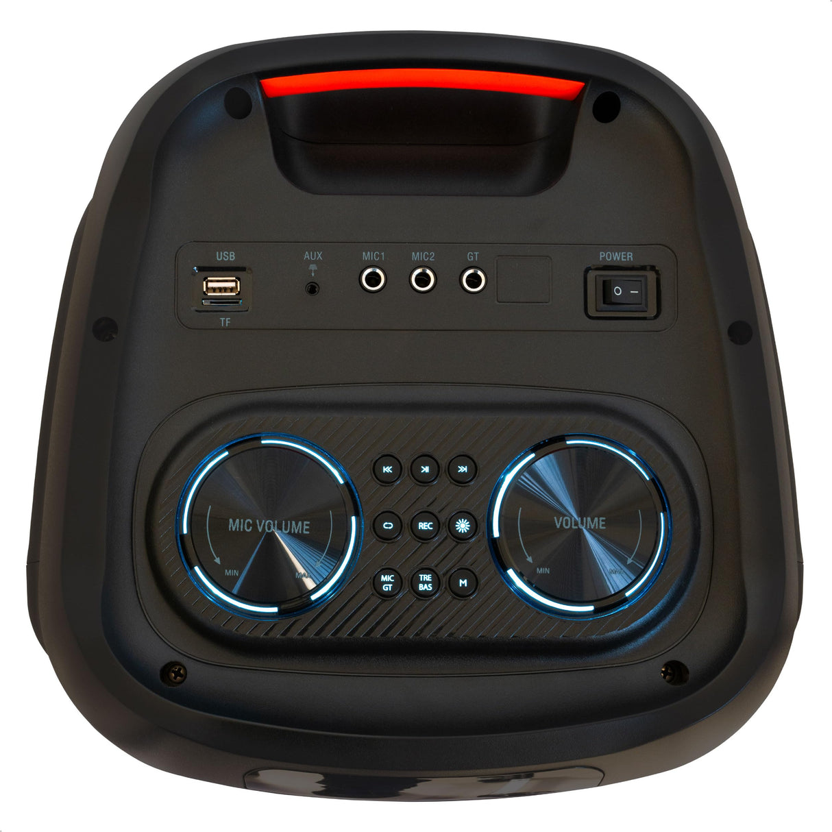 Ibiza - COLUMBA800 - Potente Altavoz 2x8/20cm con batería Recargable - Bluetooth, Micro-SD, USB, Aux, 2 Mic IN, 1 GT IN, RCA out - TWS - LED Multicolor Infinito - Mango