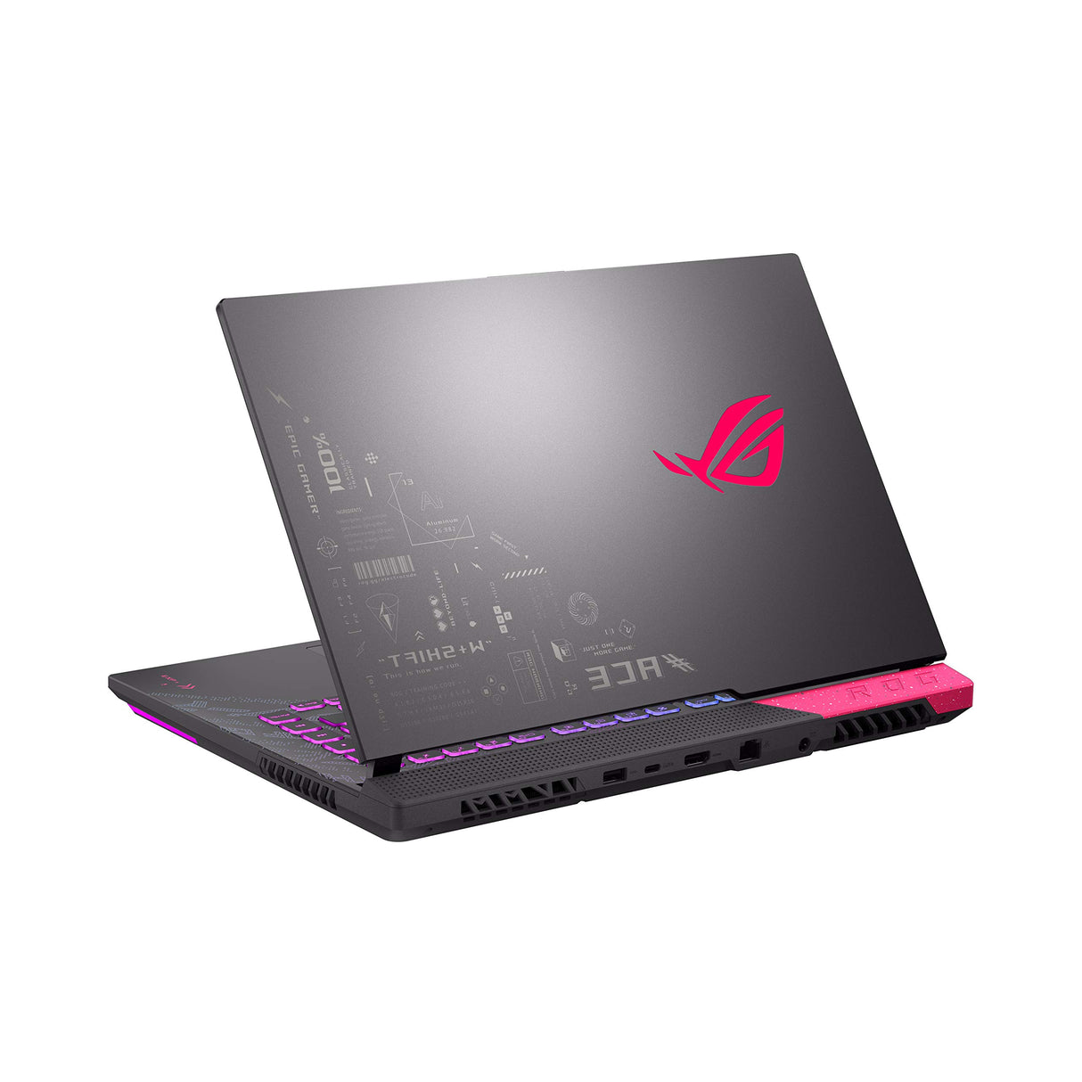 ASUS ROG G513QR-HF120 - Portátil Gaming de 15.6" FullHD 300Hz (Ryzen 7 5800H, 32GB RAM, 1TB SSD, NVIDIA RTX 3070 8GB, Sin Sistema Operativo) Rosa Punk Elétrico - Teclado QWERTY español