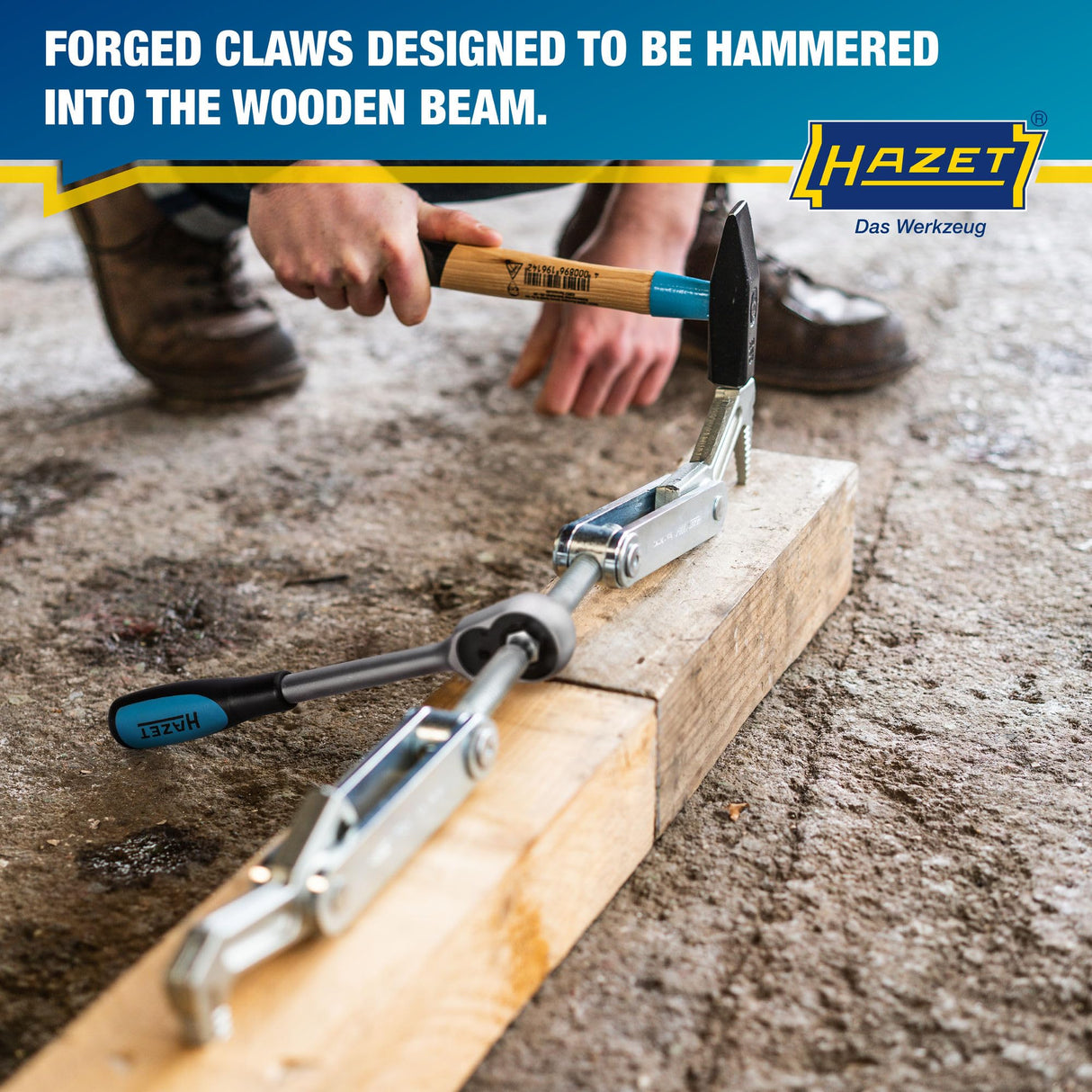 Extractor de vigas HAZET 1774-1 I carrera de sujeción: 115 mm, anchura total: 440 mm, longitud de la carraca: 275 mm, rosca trapezoidal TR 16 x 5 I para sujetar, tirar y comprimir madera