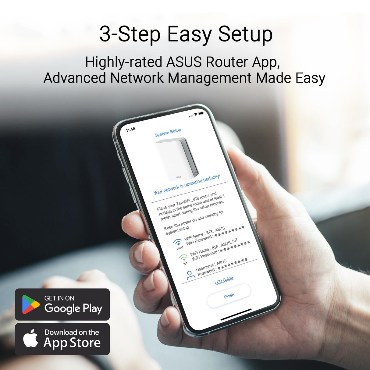 ASUS ZenWiFi BT8, Red WiFi 7 de Triple Banda, 3600 Mbps, Cobertura 548 m², Dos Puertos 2,5 G, Controles de Seguridad y Control Parental incluidos, Smart Home Master SSIDs - Blanco