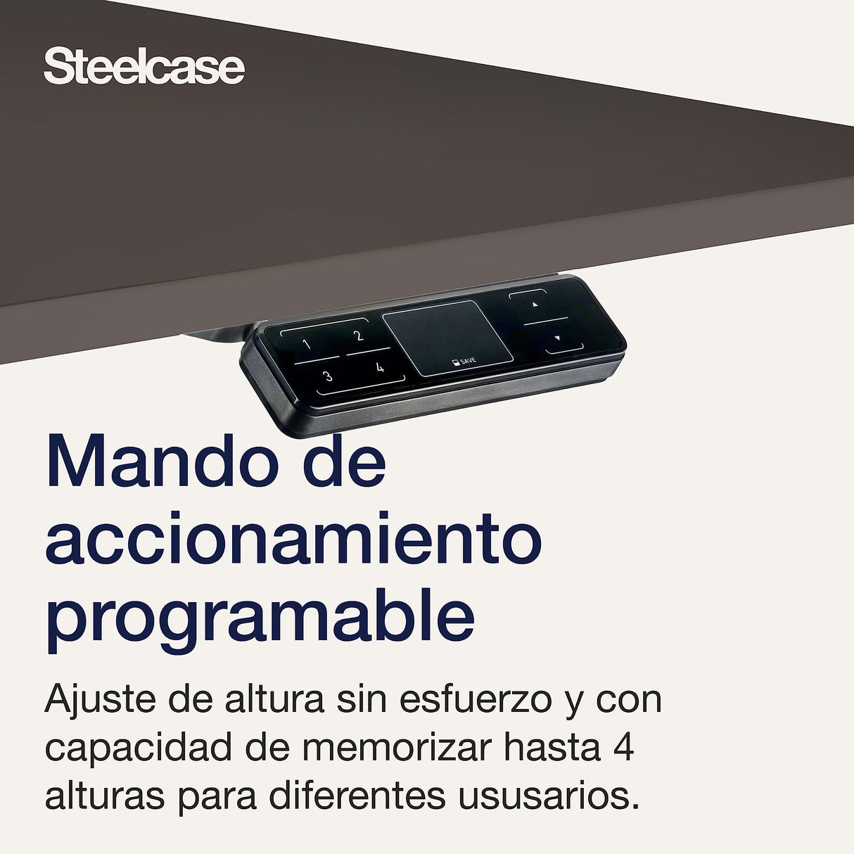 Steelcase Solo Mesa Altura Ajustable Eléctrica para Trabajar de Pie o Sentado, Controlador Programable, Potente motor, Sensor Anticolisión y Red de Gestión de Cables. Acabados en Latón/Merlot/Malva