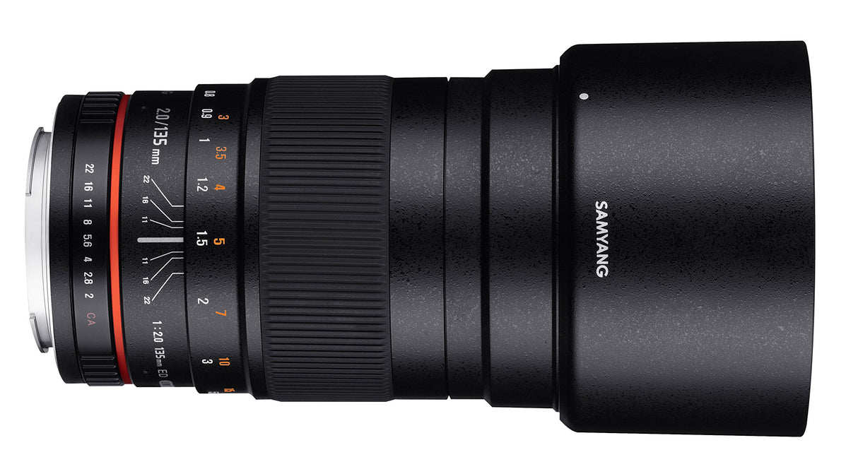 Samyang F1112204101 - Objetivo fotográfico DSLR para Pentax (Distancia Focal Fija 135mm, Apertura f/2-22 ED UMC, diámetro Filtro: 77mm), Negro