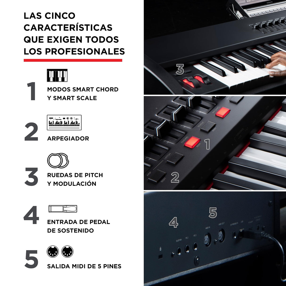 M-Audio Hammer 88 Pro – Teclado controlador MIDI USB con 88 teclas ponderadas de acción martillo, pads de ritmos, controles asignables MIDI y software