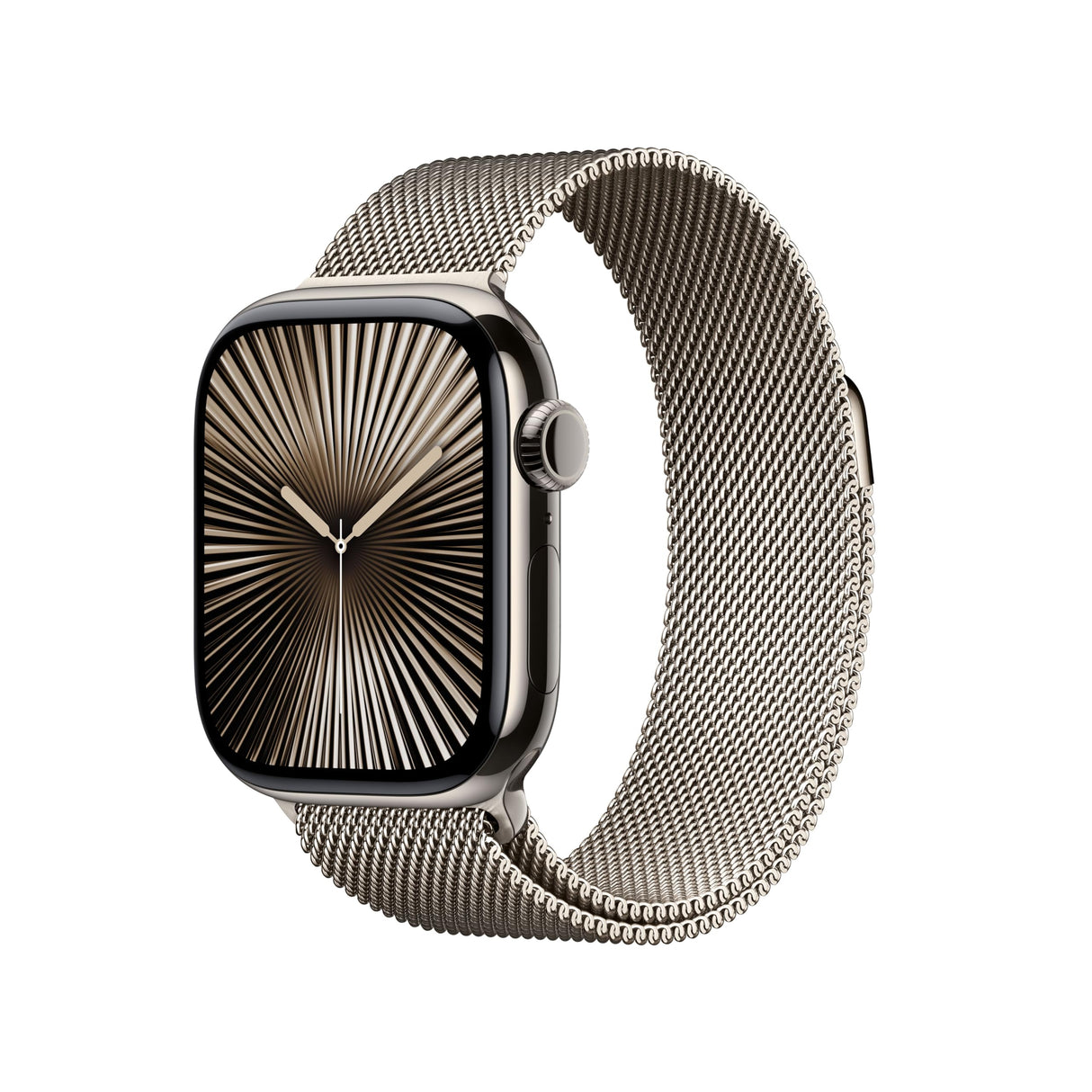 Apple Watch Series 10 GPS + Cellular Smartwatch con caja de titanio Natural de 46 mm y Pulsera Milanese Loop Natural - Talla S/M. Monitor de entreno, pantalla Retina siempre activa y neutro en carbono