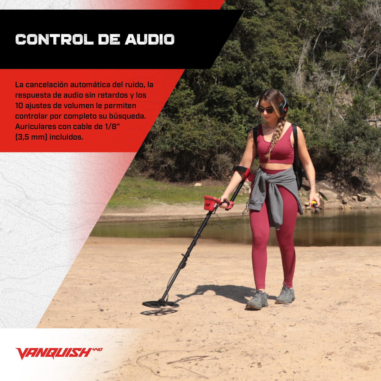 Detector de Metales Minelab Vanquish 440 Multi-Frequency Pinpointing para Adultos con Bobina V10 10 Pulgadas x 7 Pulgadas Doble-D Impermeable