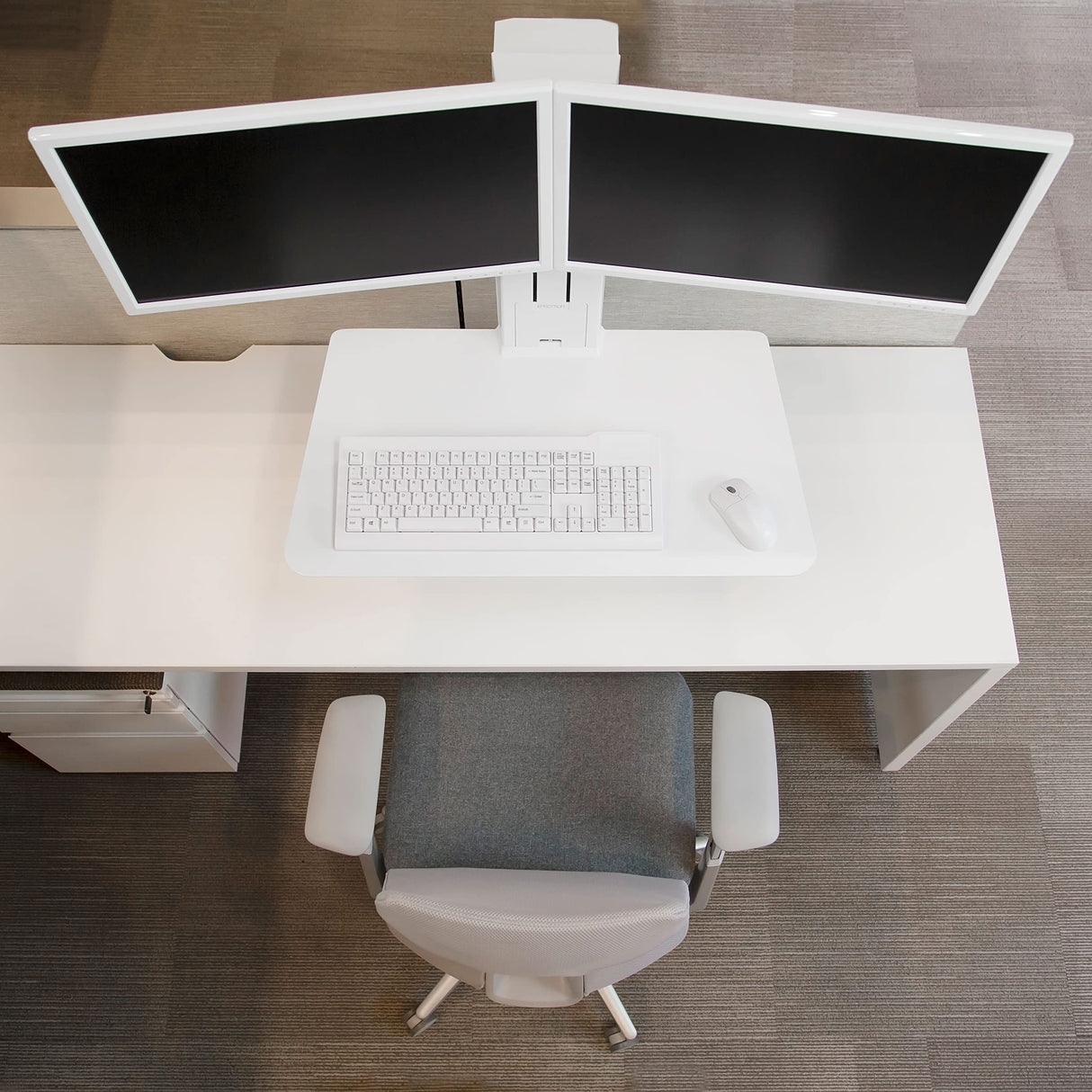Ergotron 33-407-062 WorkFit-SR - Estación de Trabajo con Doble Soporte, Color Blanco, Aluminio