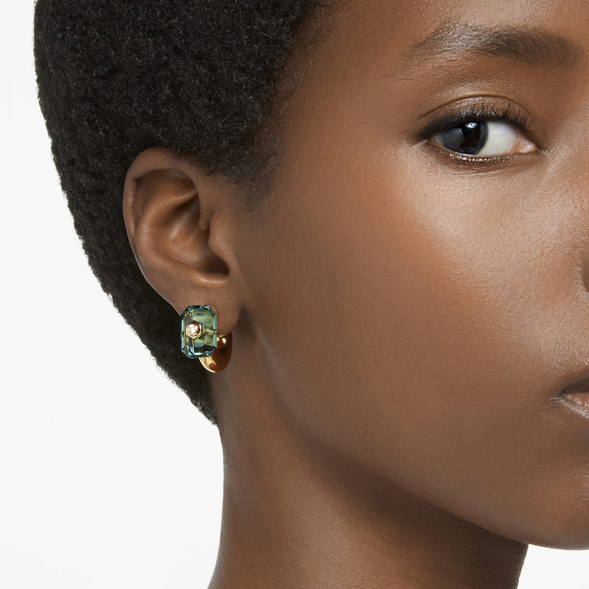 Swarovski Conjunto de Pendientes e Ear Cuffs Numinia para Mujer, Cristal Amarillo y Verde, en Baño Tono Oro, Colección Numinia de Swarovski