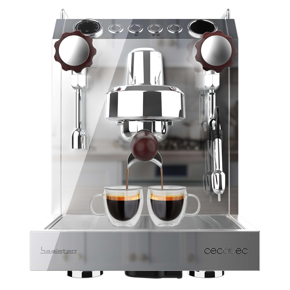 Cecotec Cafetera Express Barista Baristeo Classic. 2700W, Bomba 15 Bares, Control Pid, Doble Calentamiento, depósito 2.5L, Vaporizador, Grifos Profesionales, Extracción Crema, Diseño Profesional
