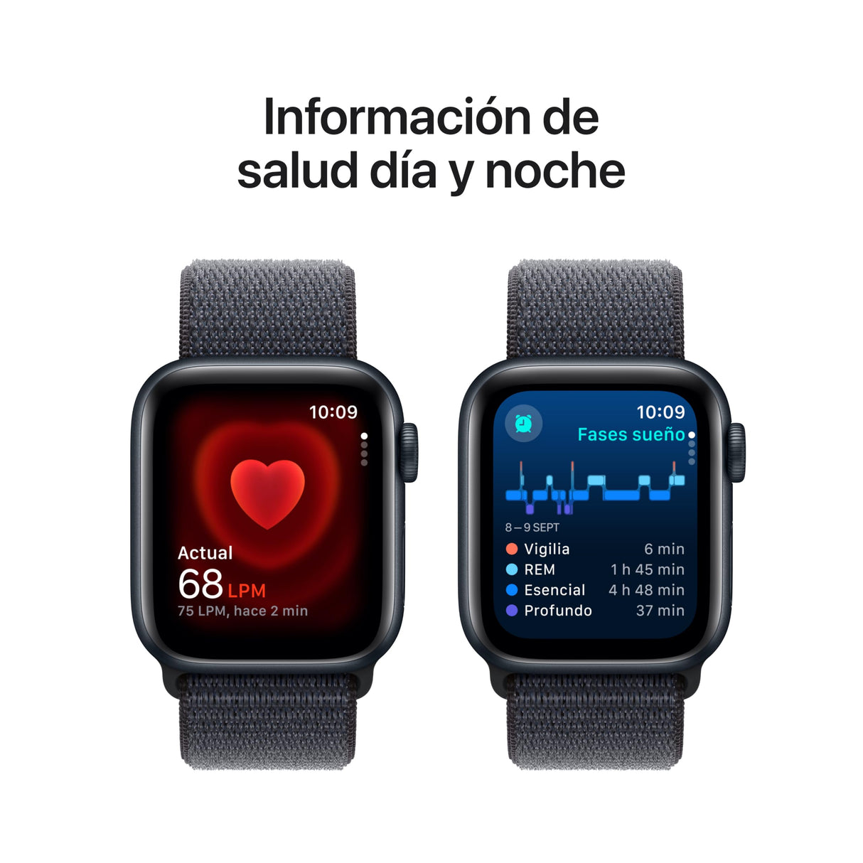 Apple Watch SE de 2.ª generación GPS Smartwatch con Caja de Aluminio en Medianoche de 40 mm y Correa Loop Deportiva Tinta. Monitores de entreno y sueño y Neutro en Carbono
