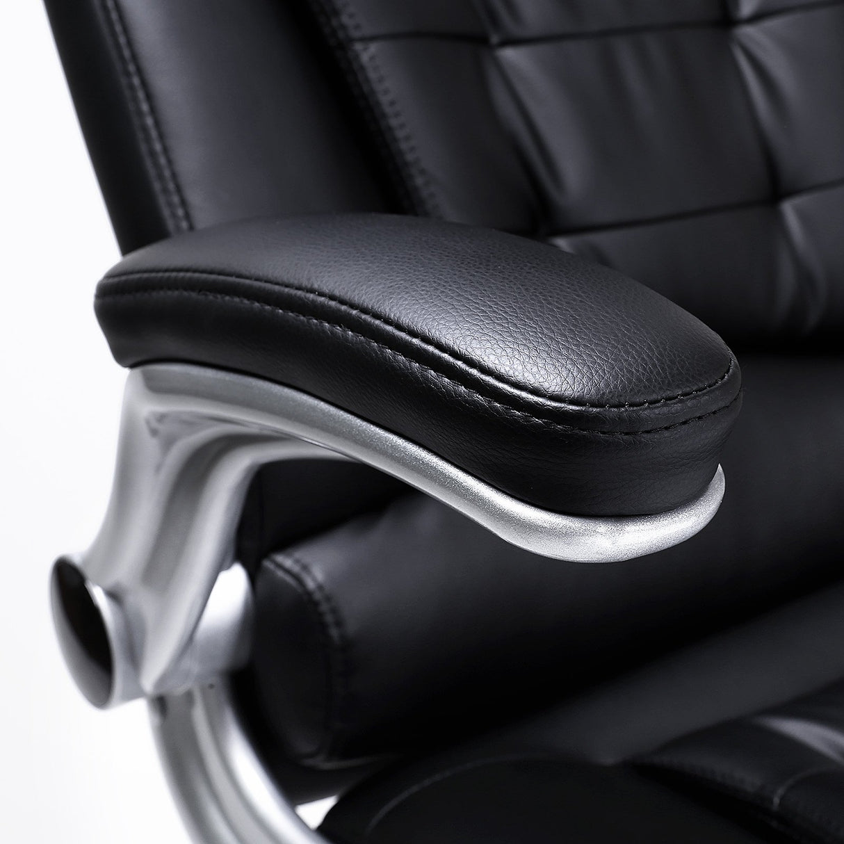 SONGMICS Silla de Oficina con Respaldo Alto, Reposacabezas y Asiento Gruesos, Reposabrazos Elevables, Silla Giratoria Ergonómica, Negro OBG51B