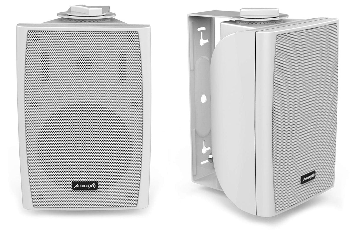 Audibax Elipse 4 Altavoces HiFi Estantería - Pared 2 Vías con Soportes de Pared. Blancos Pareja