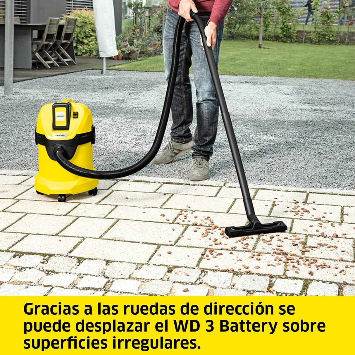 Kärcher 36 V Aspirador multiuso WD 3 Battery, aspiración en seco y húmedo, filtro de cartucho, manguera: 2 m, capacidad: 17 l, rendimiento: 300 W, compatible con batería 36 V, batería no incl.