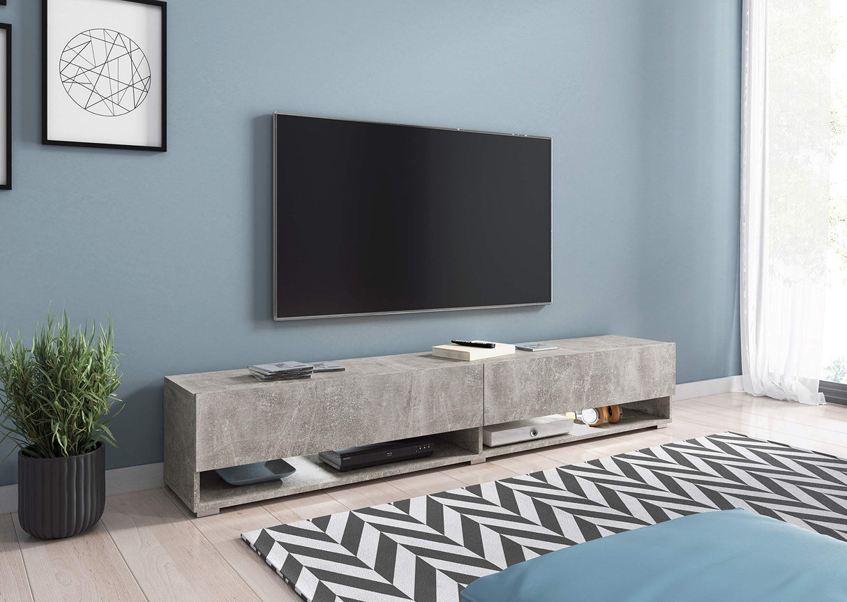 Selsey Wander - Mueble TV Suspendido/Mesa TV/Mueble para Salón (180 cm, con LED, Cemento Gris)