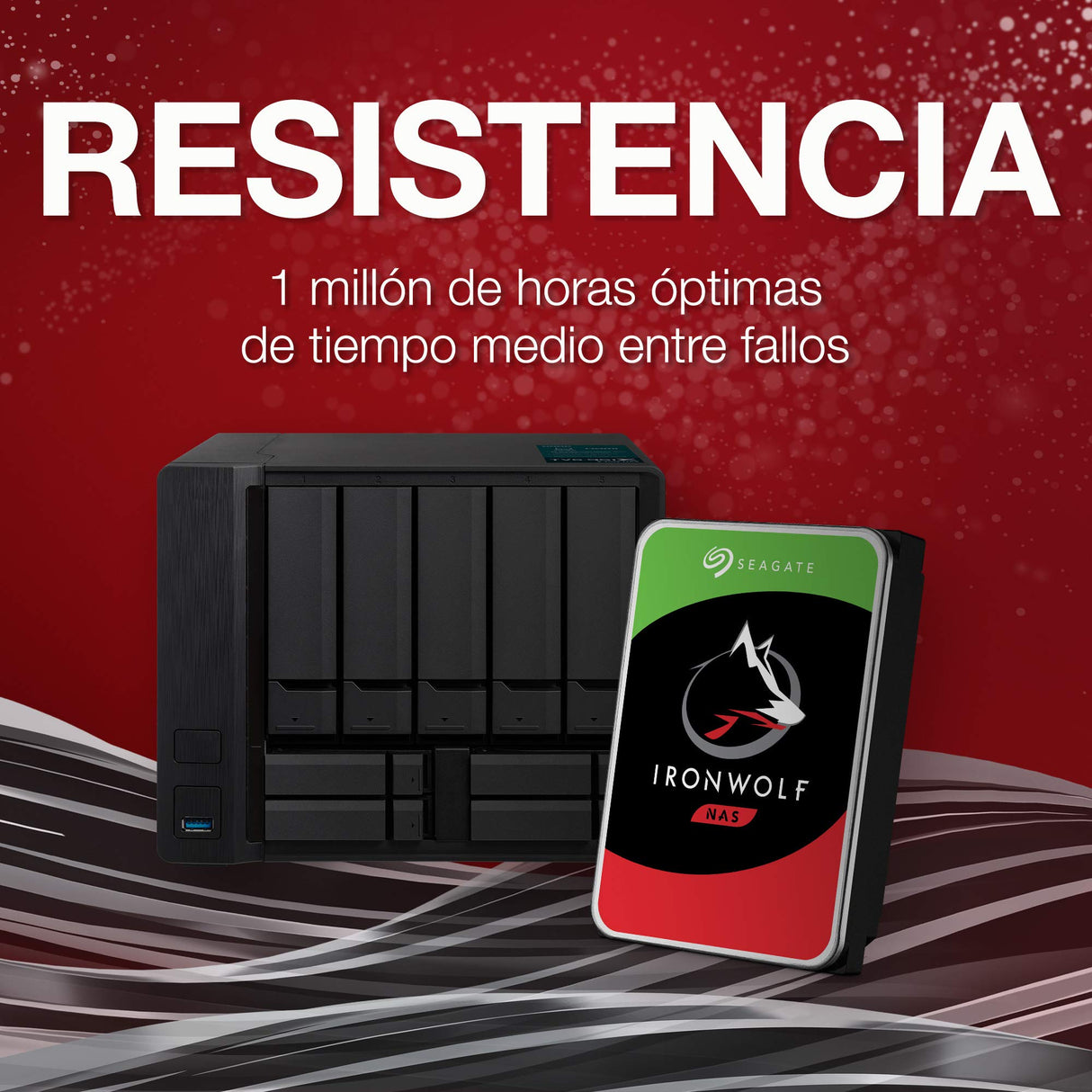 Seagate IronWolf, 12TB, NAS, Disco duro interno, HDD, CMR 3,5" SATA 6GB/s, 7200 RPM, caché de 256 MB para almacenamiento conectado a red RAID y 3 años Rescue Services (ST12000VN0007)