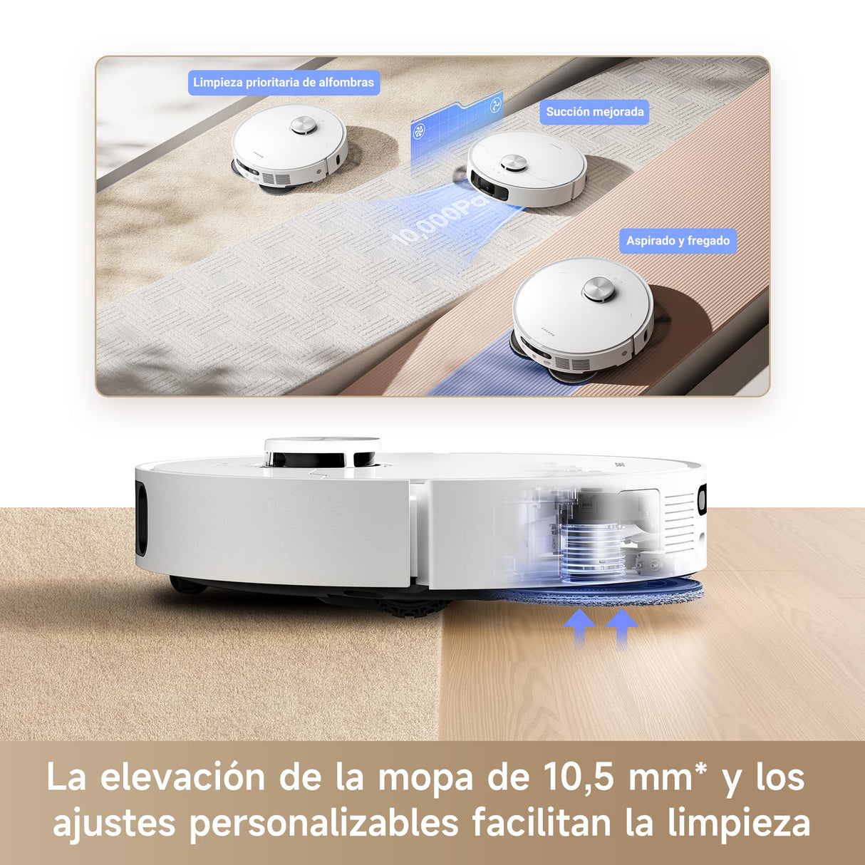 dreame L10s Ultra Gen 2 Robot Aspirador y Fregasuelos con RoboSwing MopExtend, 10000 Pa, Modo para Mascotas, Estación Base Automática, 32 Ajustes de Nivel de Agua, Limpieza de Alfombras Versátil