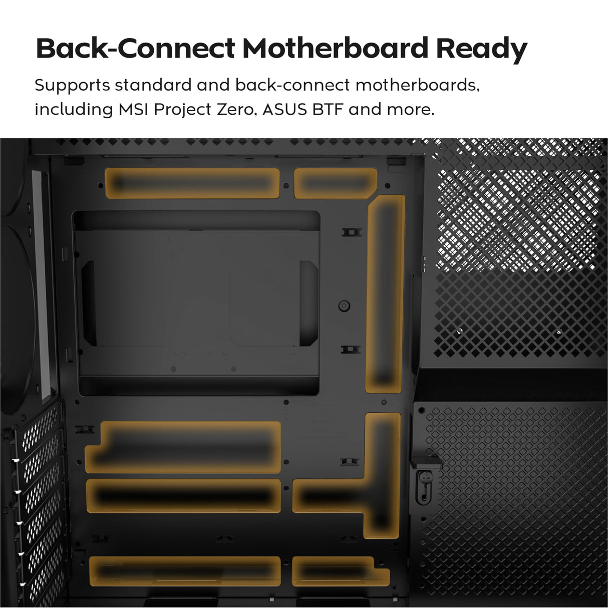MONTECH HS02, ATX Mid-Tower PC Case, Gaming PC, High-Airflow, Reversible Layout, Sturdy Curved Tempered Glass Front Panel, Sink-in Design, Toolless Panels, Black, US
