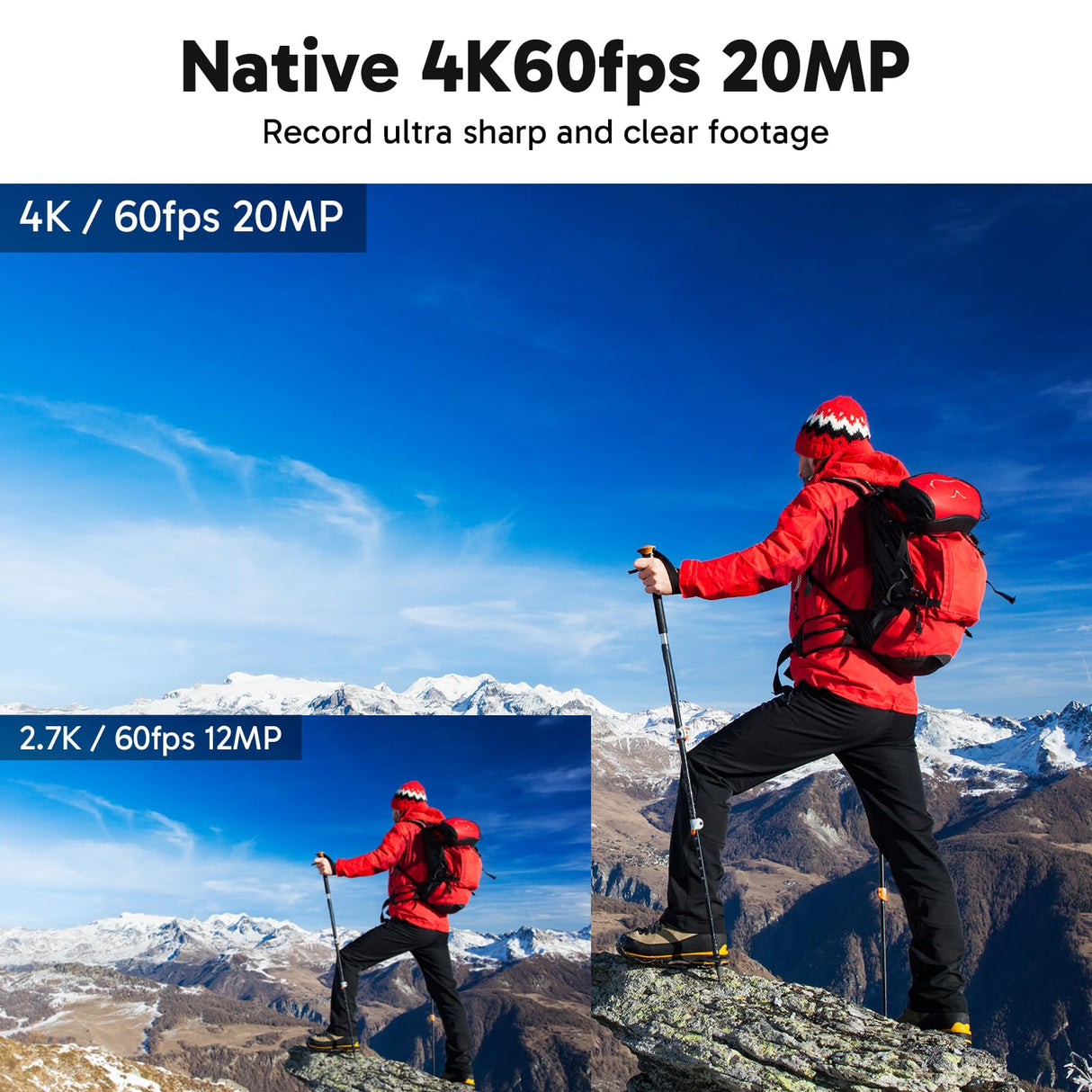 AKASO V50 Elite Cámara Deportiva con Tarjeta de Memoria MicroSDXC de 64GB Cámara de Acción WiFi 4K 60fps 20MP con EIS Pantalla Táctil Control de Voz 8X Zoom Cámara Acuatica Sumergible 40M 2 Baterías