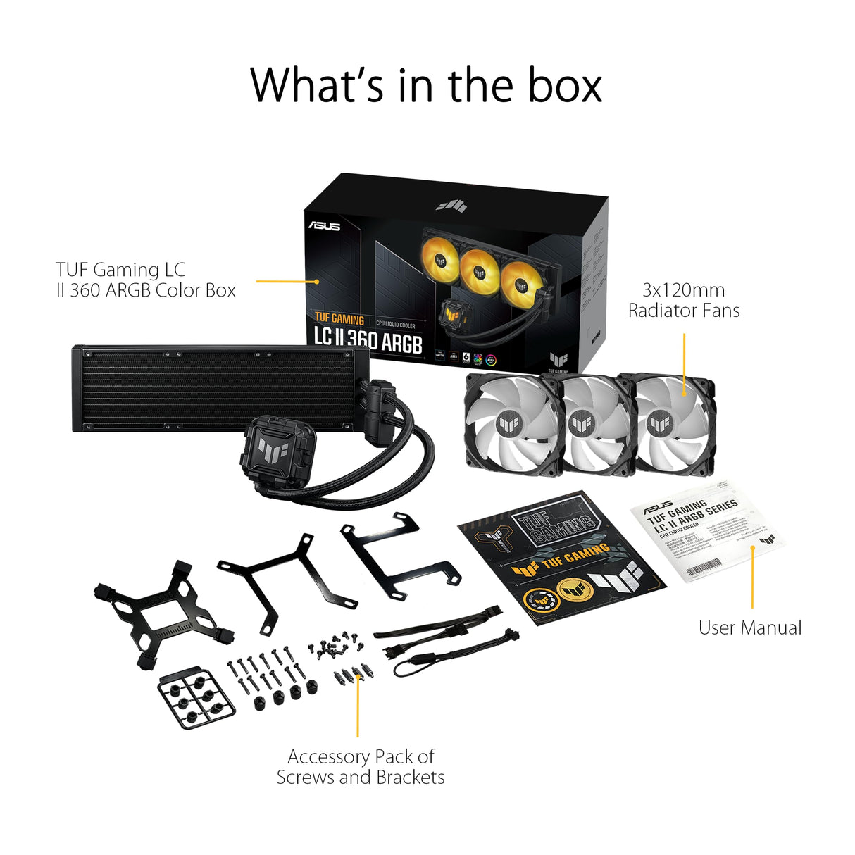 ASUS TUF Gaming LC II 360 ARGB - Sistema de refrigeración líquida (Aura Sync y tres ventiladores para radiador TUF Gaming ARGB de 120 mm)