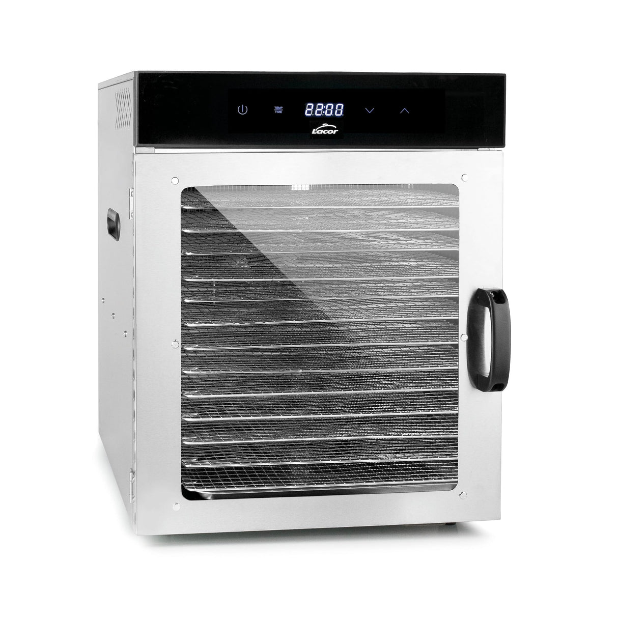 Lacor - 69524 - Deshidratador de Alimentos Dry, Gran Capacidad 14 Bandejas, Puerta Vidrio Transparente, Ventilador Silencioso, Protección Sobrecalentamiento, Uso Profesional, Acero Inoxidable, 1000W