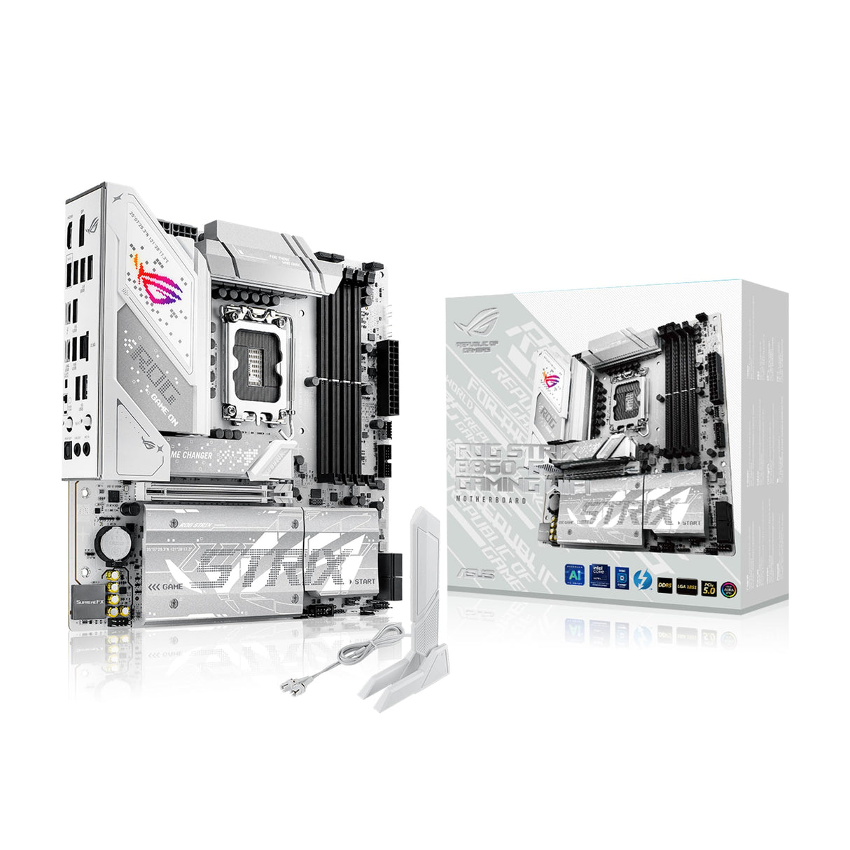 ASUS ROG Strix B860-G Gaming WiFi, Placa Base mATX, preparada para PC con IA Avanzada, 14+1+2+1 etapas de Potencia, Ranuras DDR5, PCIe 5.0, Cuatro Ranuras M.2, WiFi 7, AI Networking II, Aura Sync RGB