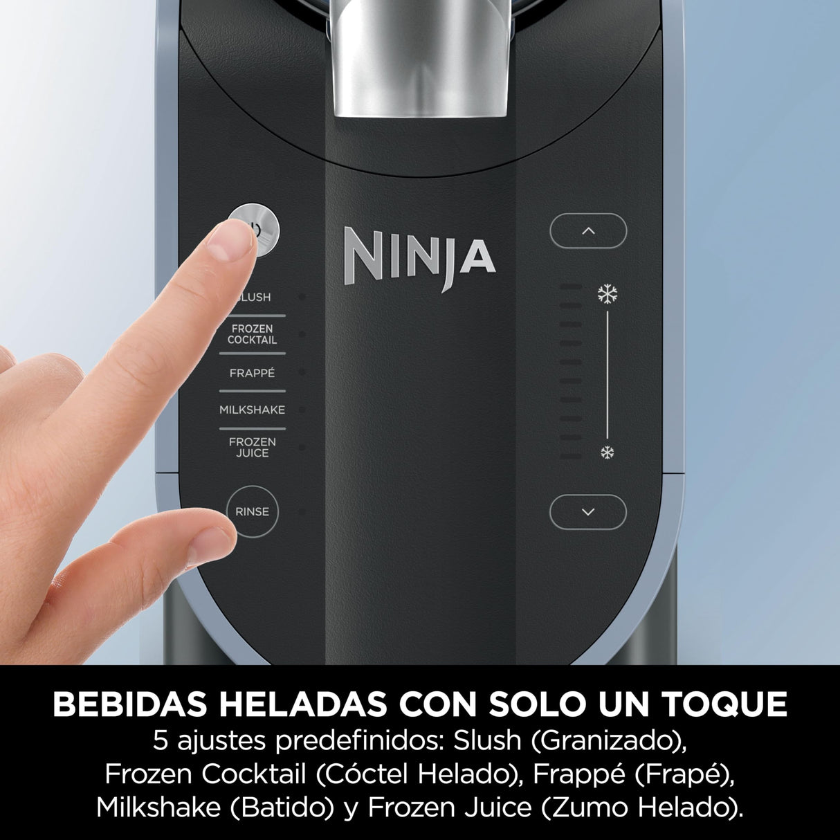 Ninja SLUSHi Procesador profesional de bebidas congeladas, granizados, cócteles, zumos congelados, frappés y batidos, sin hielo ni preparativos previos, WhisperChill, 1,9 l, azul y gris, FS301EU