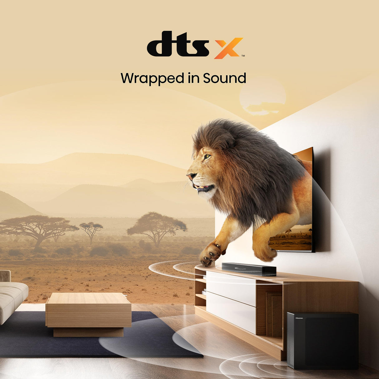 Hisense HS2100 - Barra de Sonido 2.1, 240W, Dolby Digital, DTS Virtual X, Bluetooth 5.3, HDMI ARC/Optical/AUX/USB, 6 Modos de Sonido