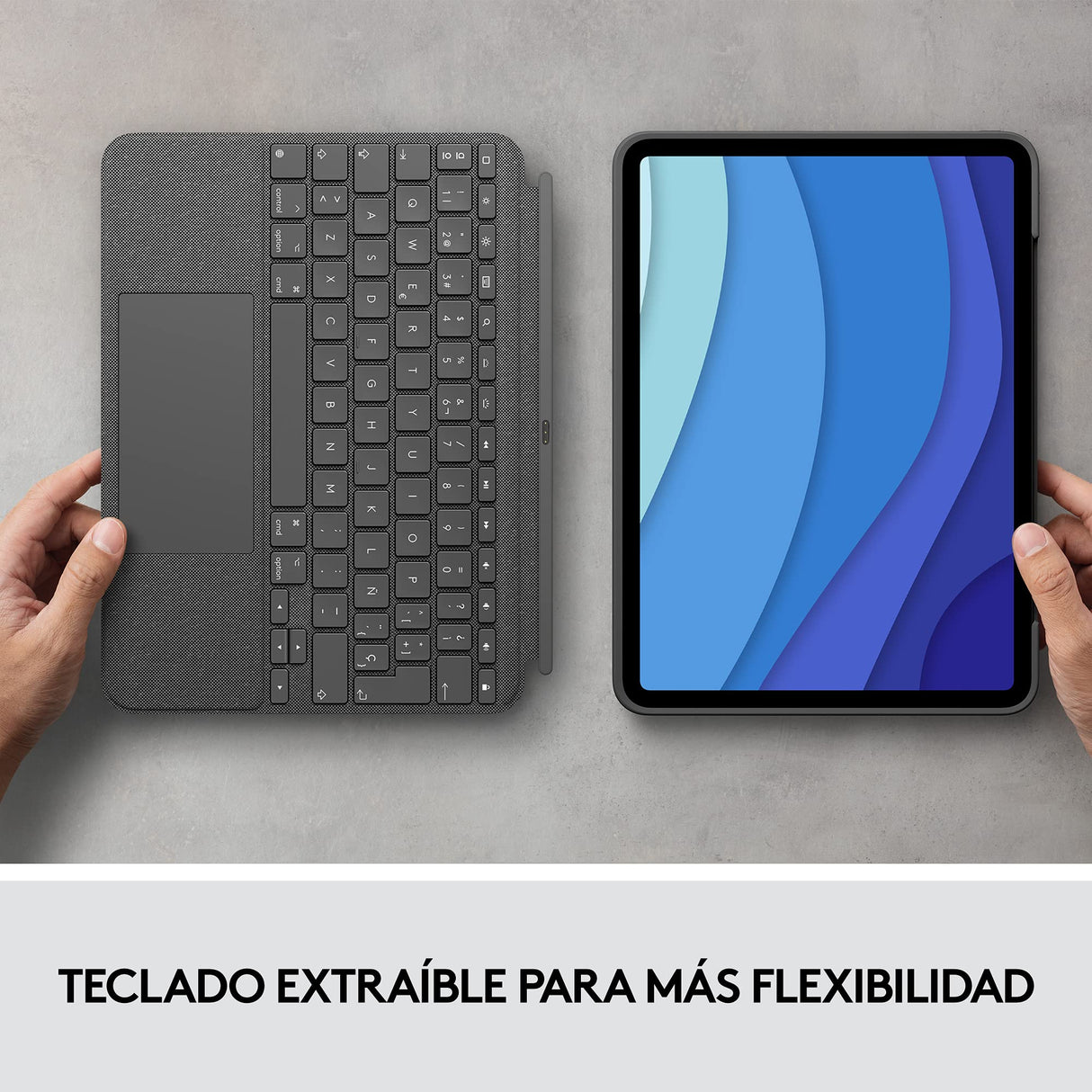 Logitech Combo Touch Funda con teclado iPad Pro de 11 pulgadas (1.ª, 2.ª, 3.ª, 4.ª generación - 2018, 2020, 2021, 2022) Retroiluminado, Trackpad pulsable en cualquier punto, QWERTY Español - Gris
