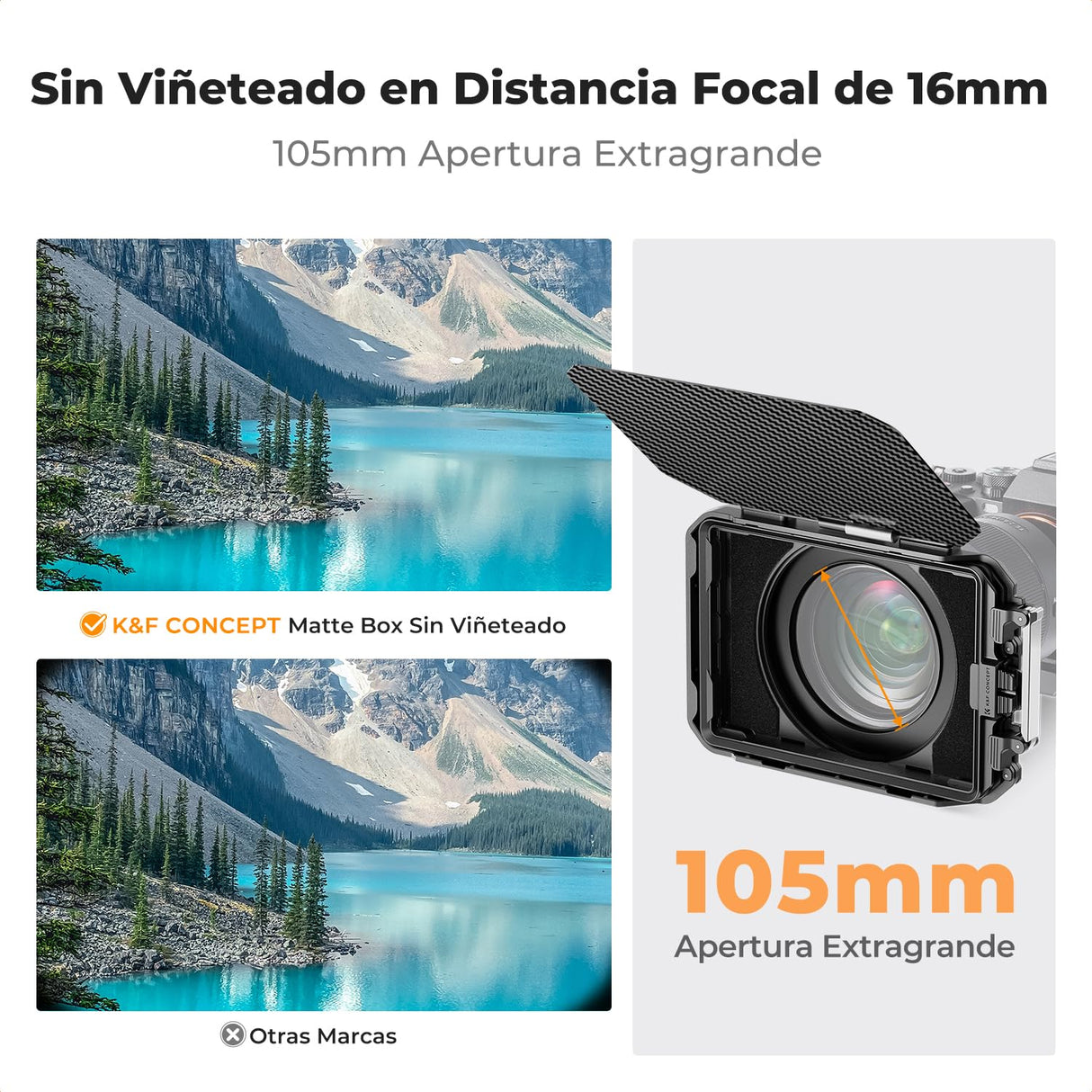 K&F CONCEPT Mini Matte Box con ND4 ND32 Cine Filtro 4" x 5,65", con 2 Bandejas de Filtro de 4" x 5,65" para Cámaras DSLR Mirrorless con 5 Adaptadores de Anillo Circular (67/72/77/82/95mm)