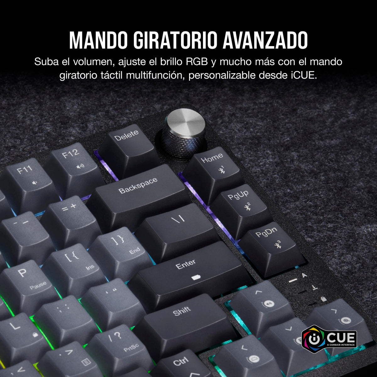 CORSAIR K65 PLUS WIRELESS 75% RGB Teclado Mecánico para Juegos Intercambiable en Caliente - Interruptores Lineales Rojos CORSAIR MLX Prelubricados - Insonorización - Teclados PBT - QWERTY ES - Negro