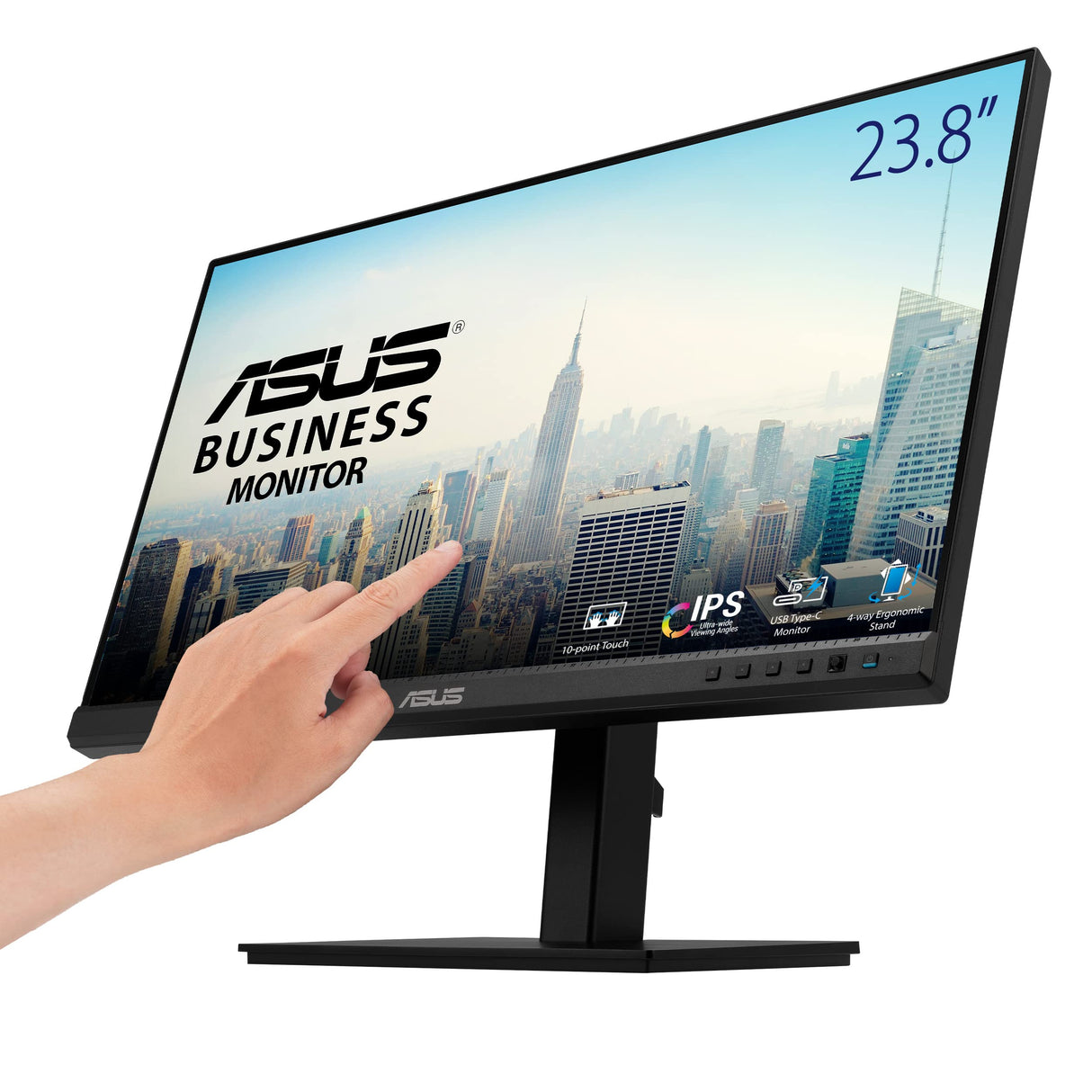 ASUS BE24ECSBT - Monitor Multitáctil de 24 Pulgadas, FHD, Multitáctil de 10 Puntos, IPS, USB-C, HDMI, DisplayPort Daisy Chain, Soporte Ergonómico, Eye Care, Baja Luz Azul, Montable en Pared
