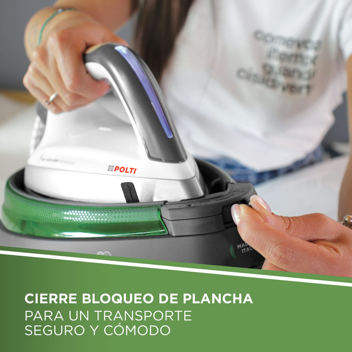 Polti La Vaporella XT90C, Plancha de vapor con caldera, 7 Bar de presión, Potencia 2350 W, Función Eco, Autonomía ilimitada, Capacidad 1,4 L, Steam Pulse 450 g, Verde y Gris